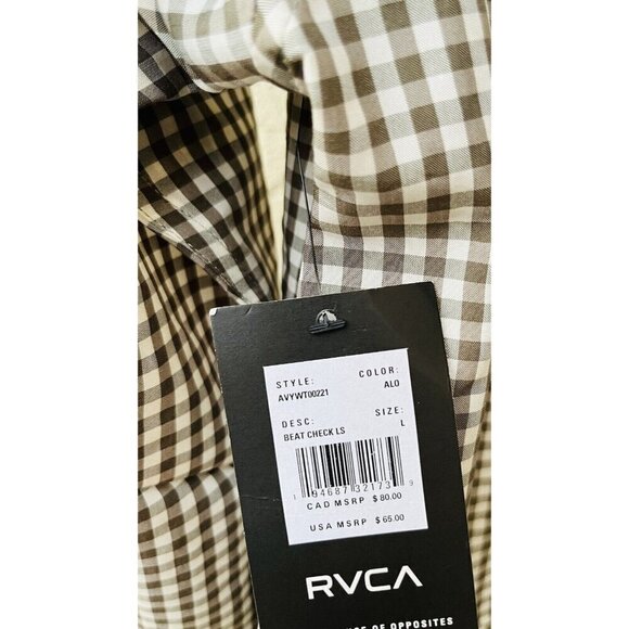 RVCA Lightweight Beat Check Long Sleeve Size L Camp Collar Button Down Shirt - Picture 4 of 10